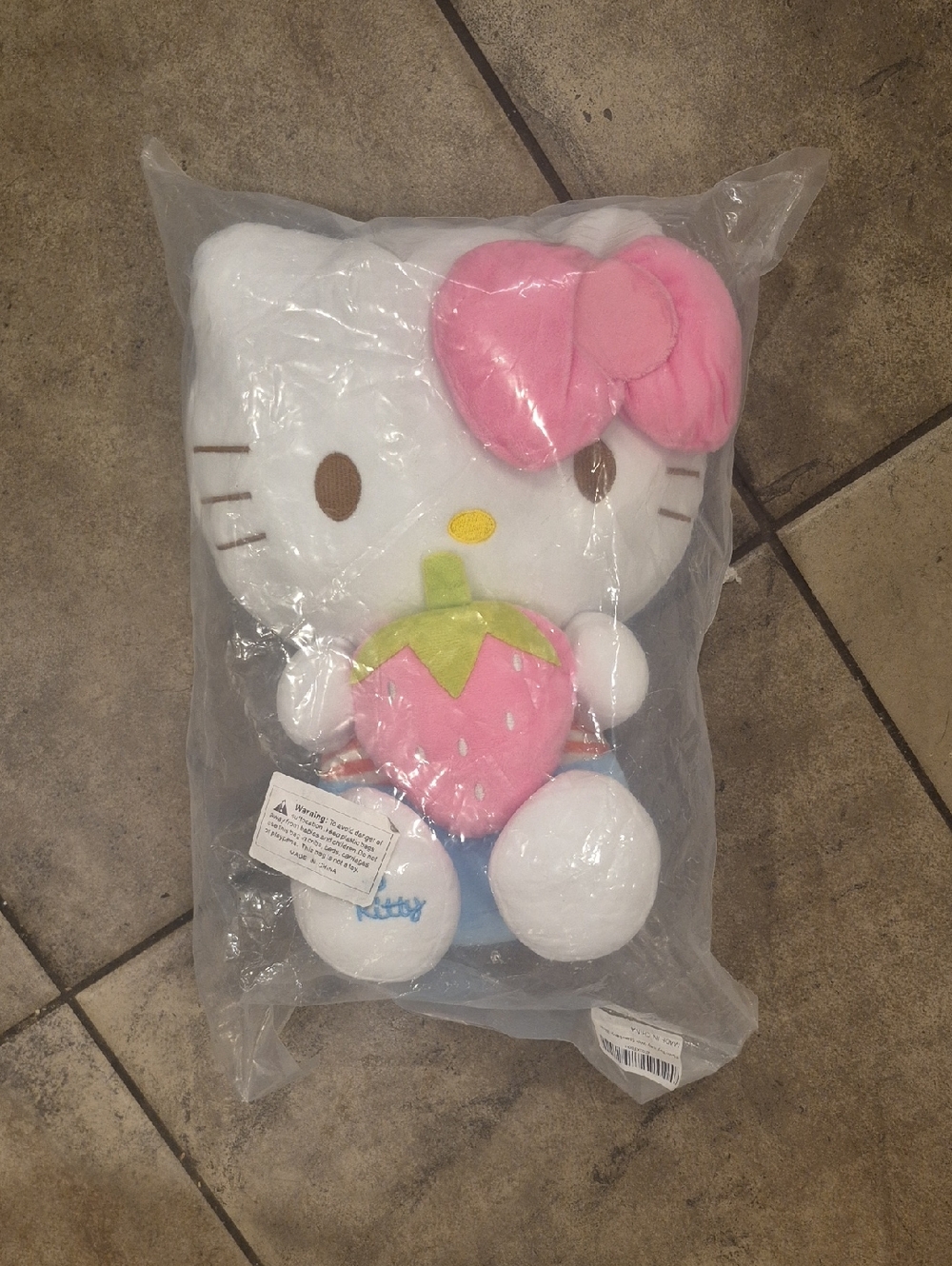 Hello Kitty White Plush with Pink Bow and Strawberry
